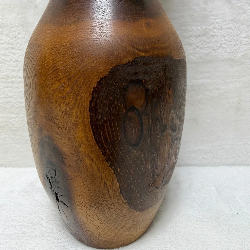 Handcrafted Russian Olive Wood Natual Burl Pattern Vase Rustic Farmhouse Decor
